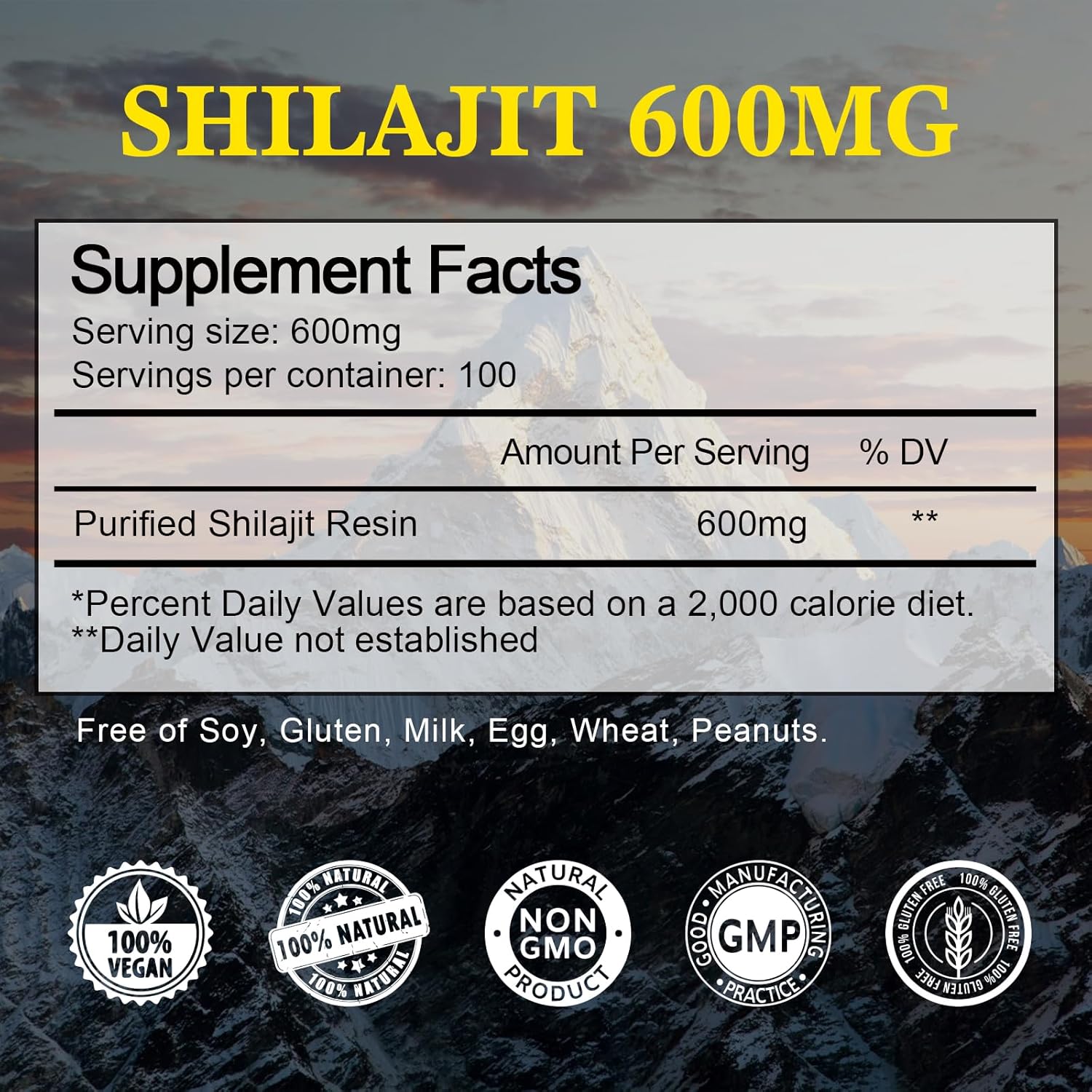 600mg Pure Himalayan Organic Shilajit Resin Supplement with Trace Minerals & Fulvic Acid - Gel for Energy, Immunity, Digestive, Brain Support | 100 Servings