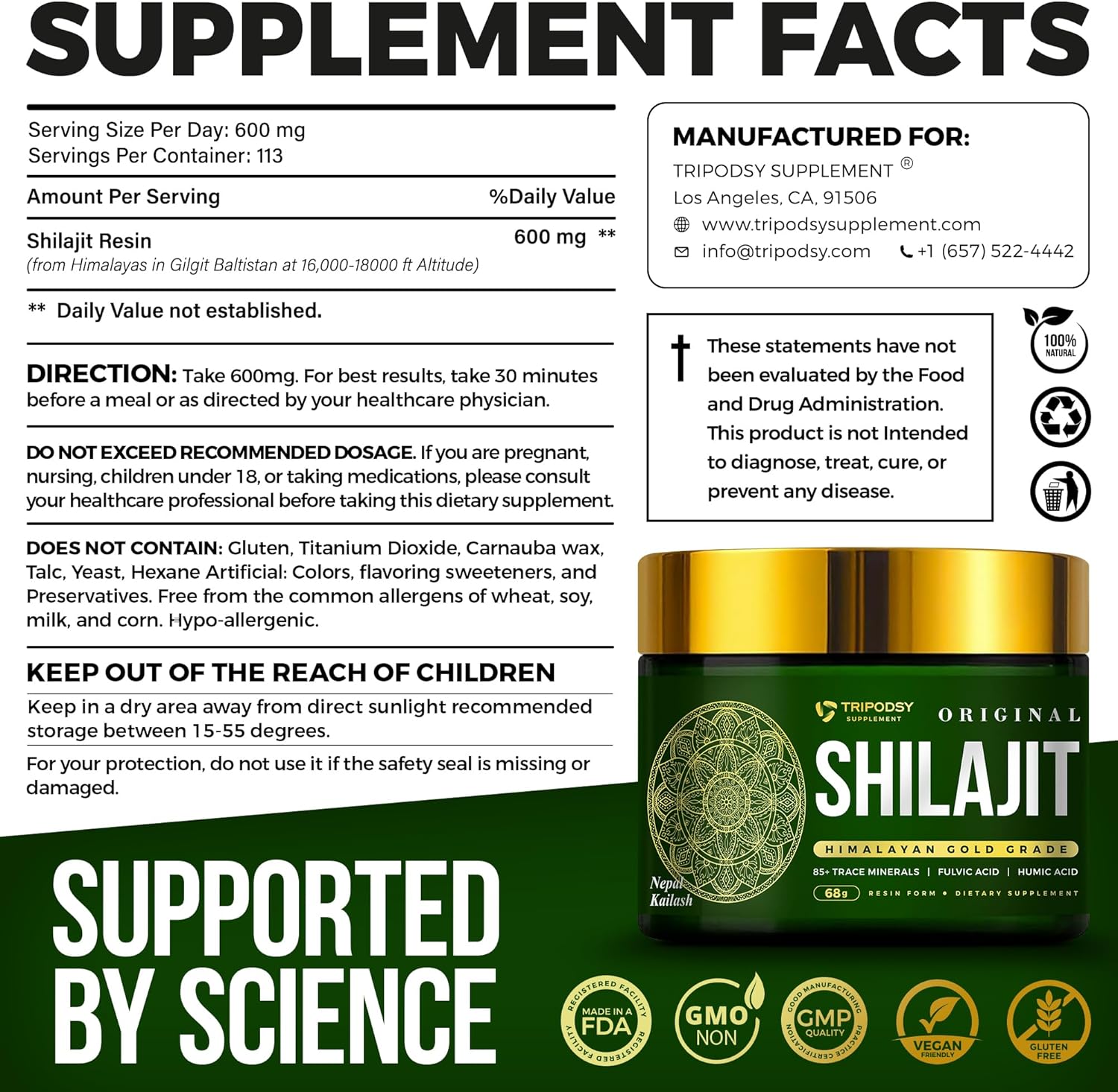 600mg Pure Himalayan Shilajit Resin Supplement - Natural Immune Support for Men & Women - 68g, 113 Servings - Elevate Well-Being with Original Flavor