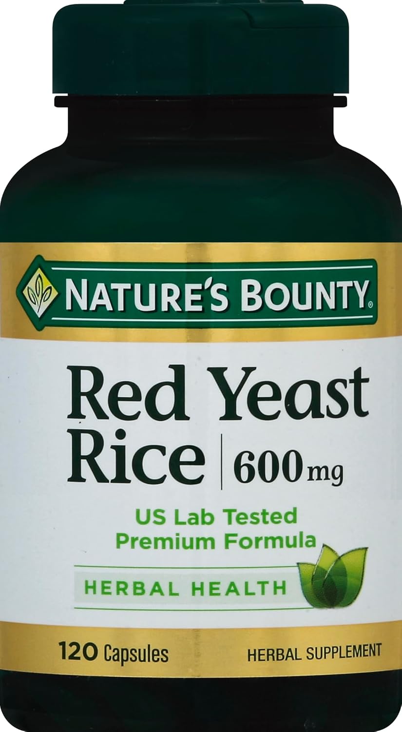 600mg Red Yeast Rice Capsules - Herbal Health Supplement, 120 Pills by Nature's Bounty