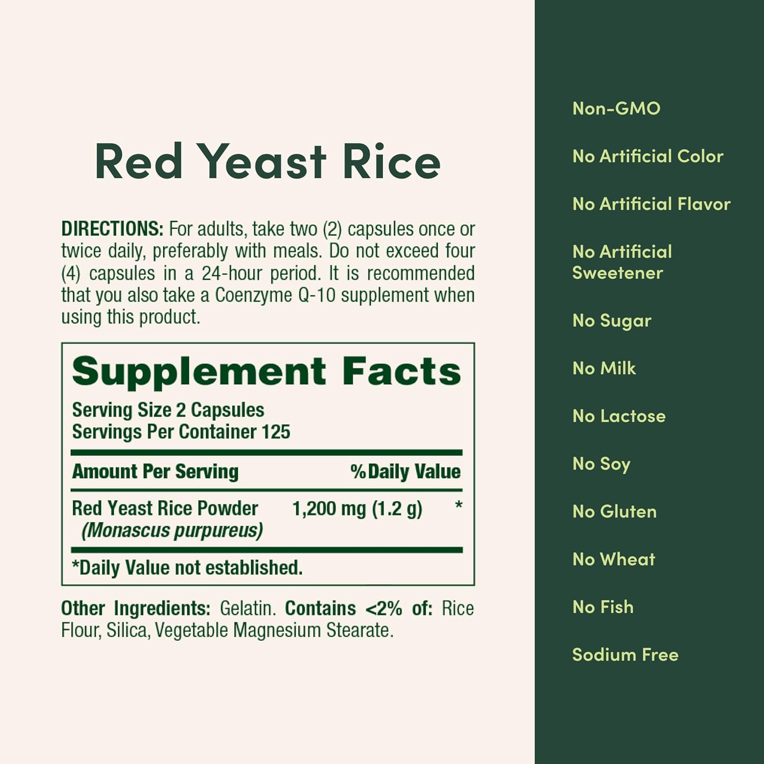 600mg Red Yeast Rice Herbal Supplement - 250 Capsules by Nature's Bounty