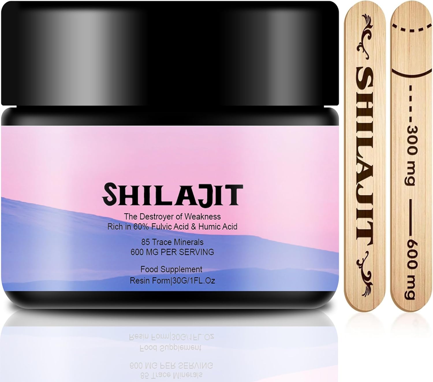 600mg Shilajit Pure Himalayan Organic Resin - High Potency 85+ Trace Minerals & Fulvic Acid for Energy & Immune Support - 30g