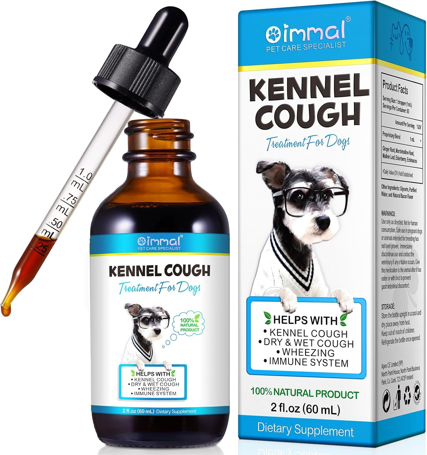 60ml Kennel Cough Drops for Dogs - Herbal Supplement for Dog Cough Relief, Itch & Allergy Relief