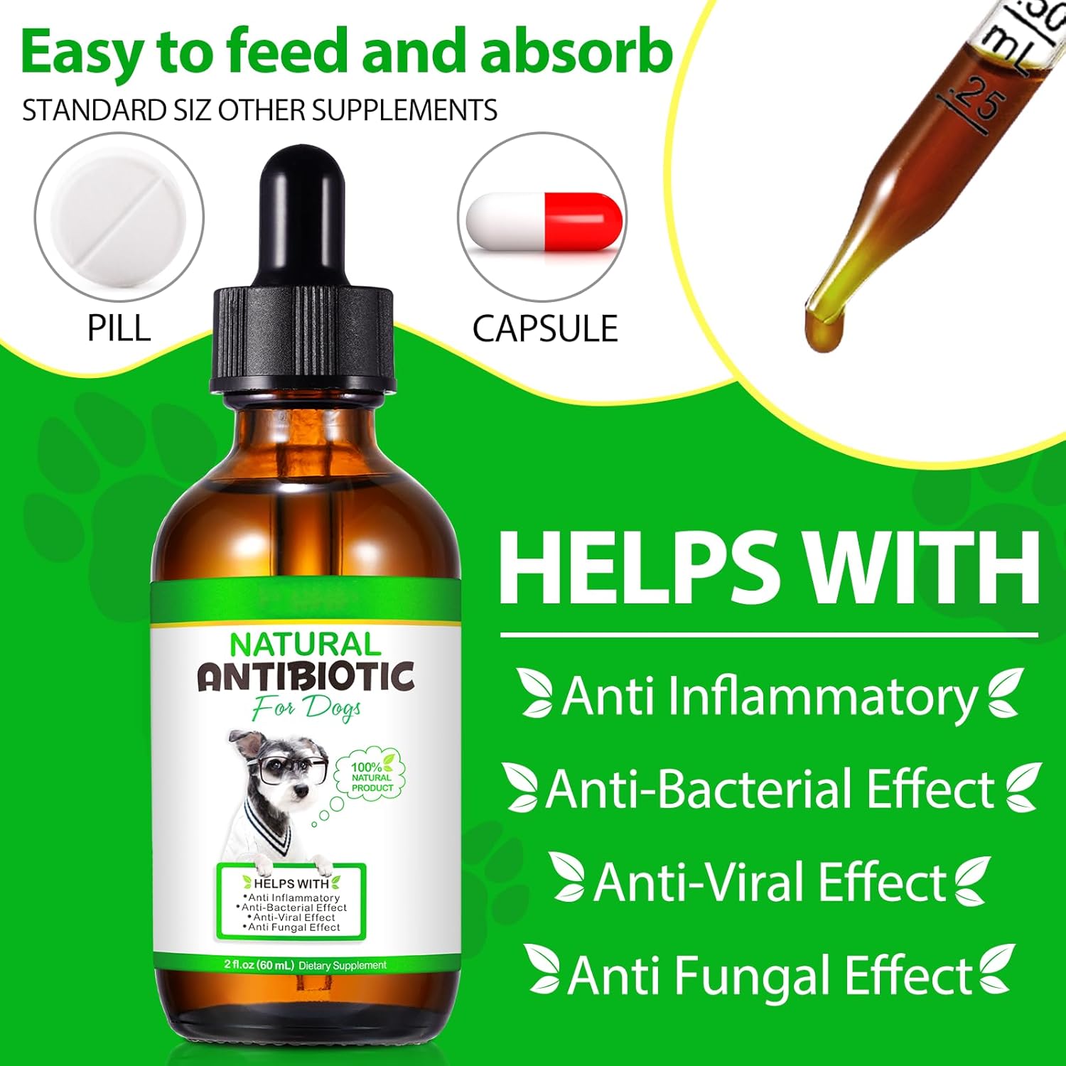 60ml Natural Dog Antibiotics Multivitamin and Supplements - Pack of 2
