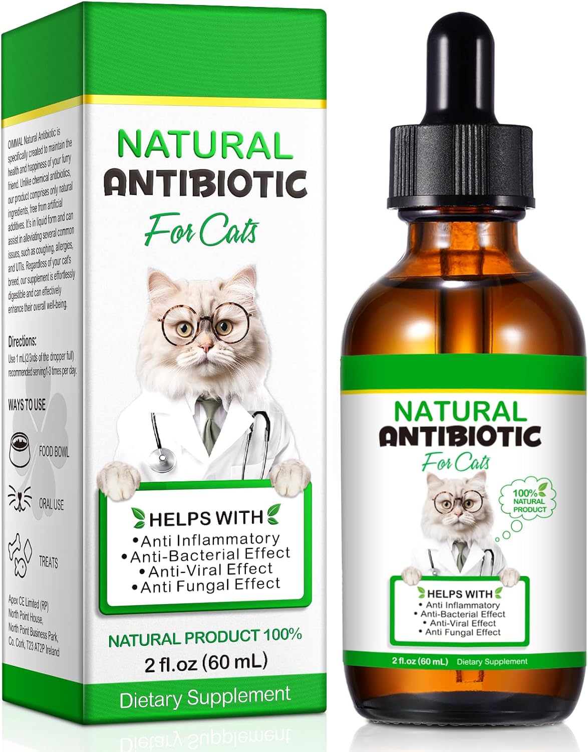 60ml VOSIFSDIY Natural Cat Antibiotics Multivitamin and Herbal Supplements