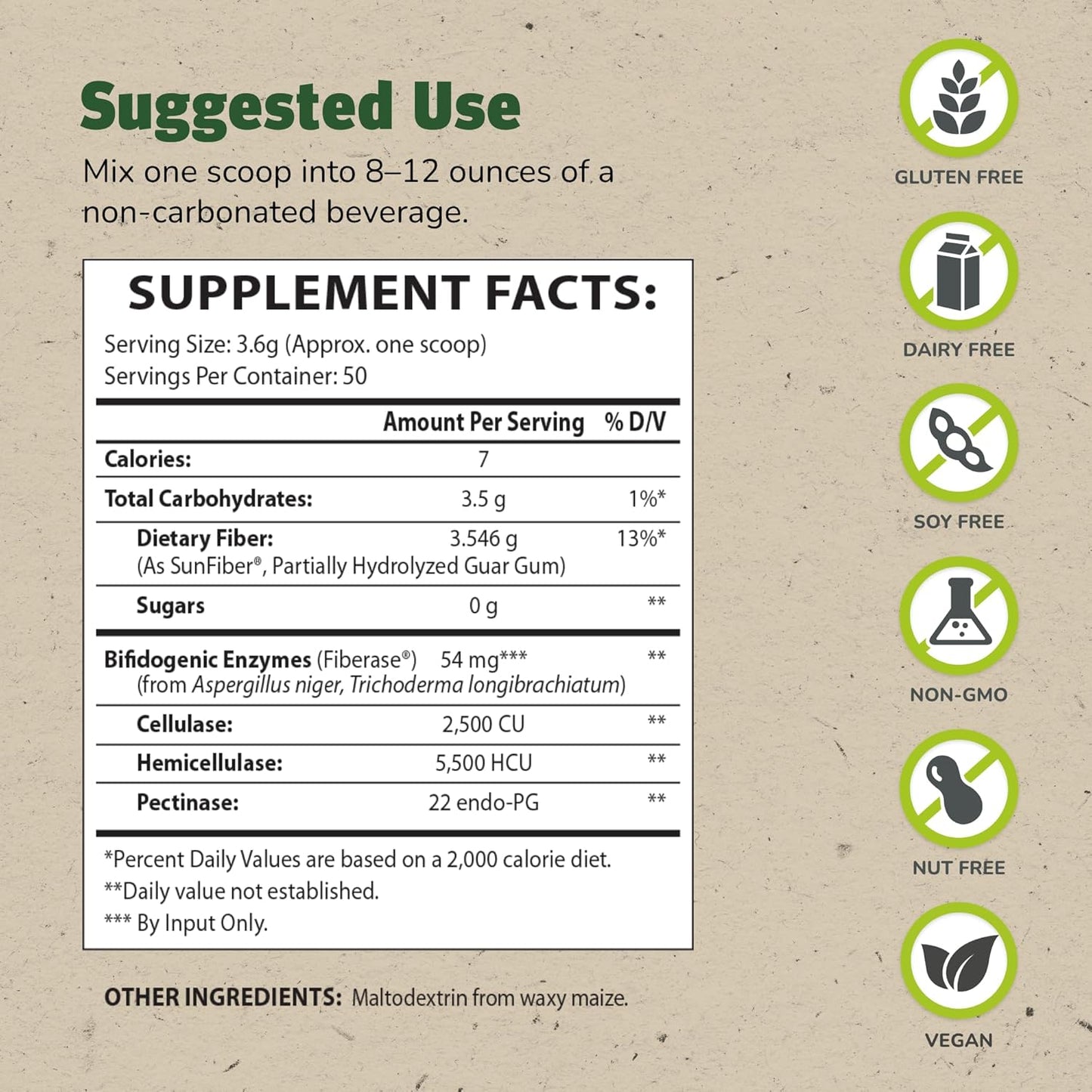 6.35 oz Master Supplements TruFiber: Vegan Prebiotic Fiber for Digestive Health, Gluten Free - 50 Servings