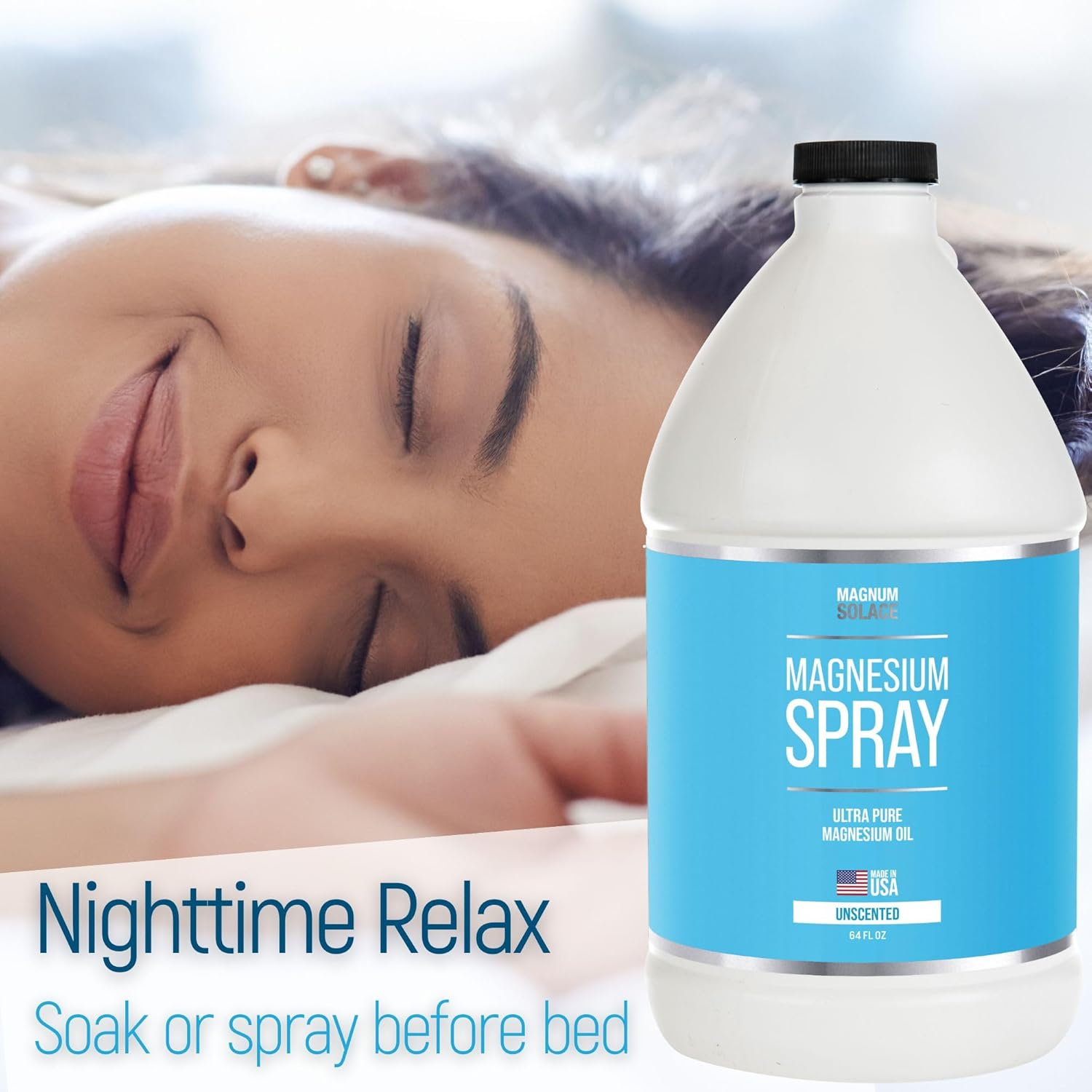 64 oz Magnum Solace Pure Magnesium Oil Spray - USP Grade, Made in USA