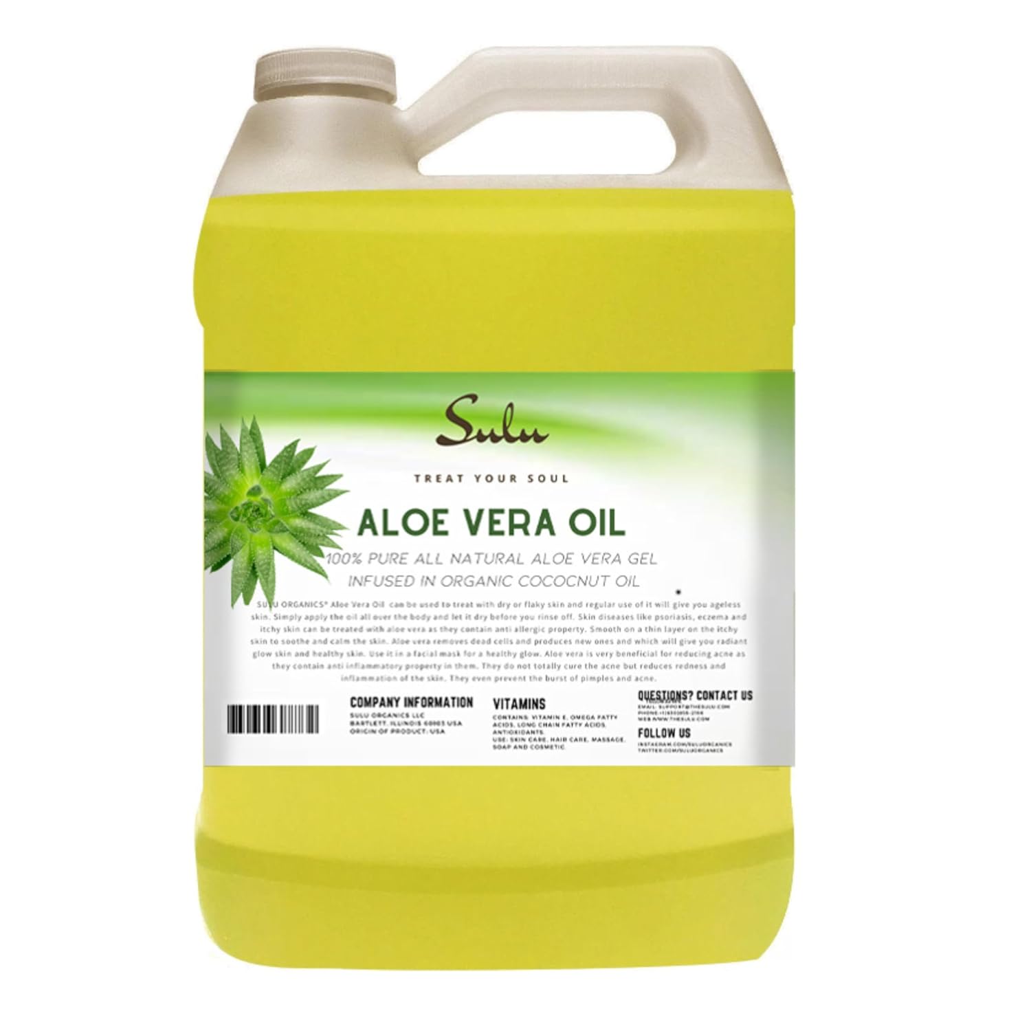 64 oz SULU ORGANICS Pure Cold Pressed Aloe Vera Oil - Unrefined and Natural