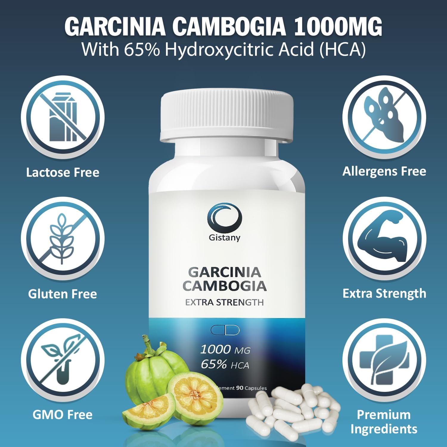 65% HCA Pure Garcinia Cambogia Weight Loss Pills for Appetite Control - Extra Strength Dietary Supplement for Men and Women