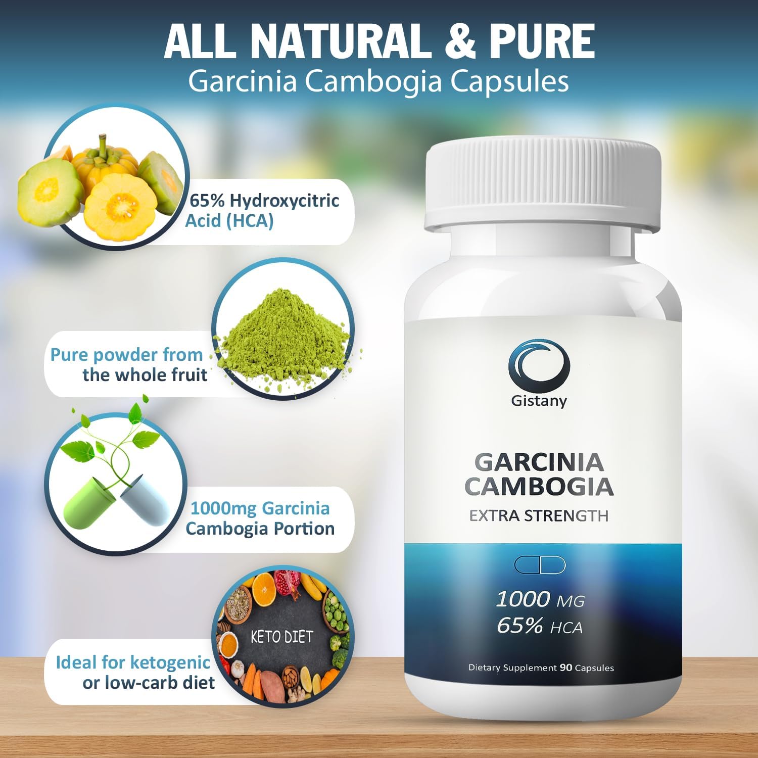 65% HCA Pure Garcinia Cambogia Weight Loss Pills for Appetite Control - Extra Strength Dietary Supplement for Men and Women