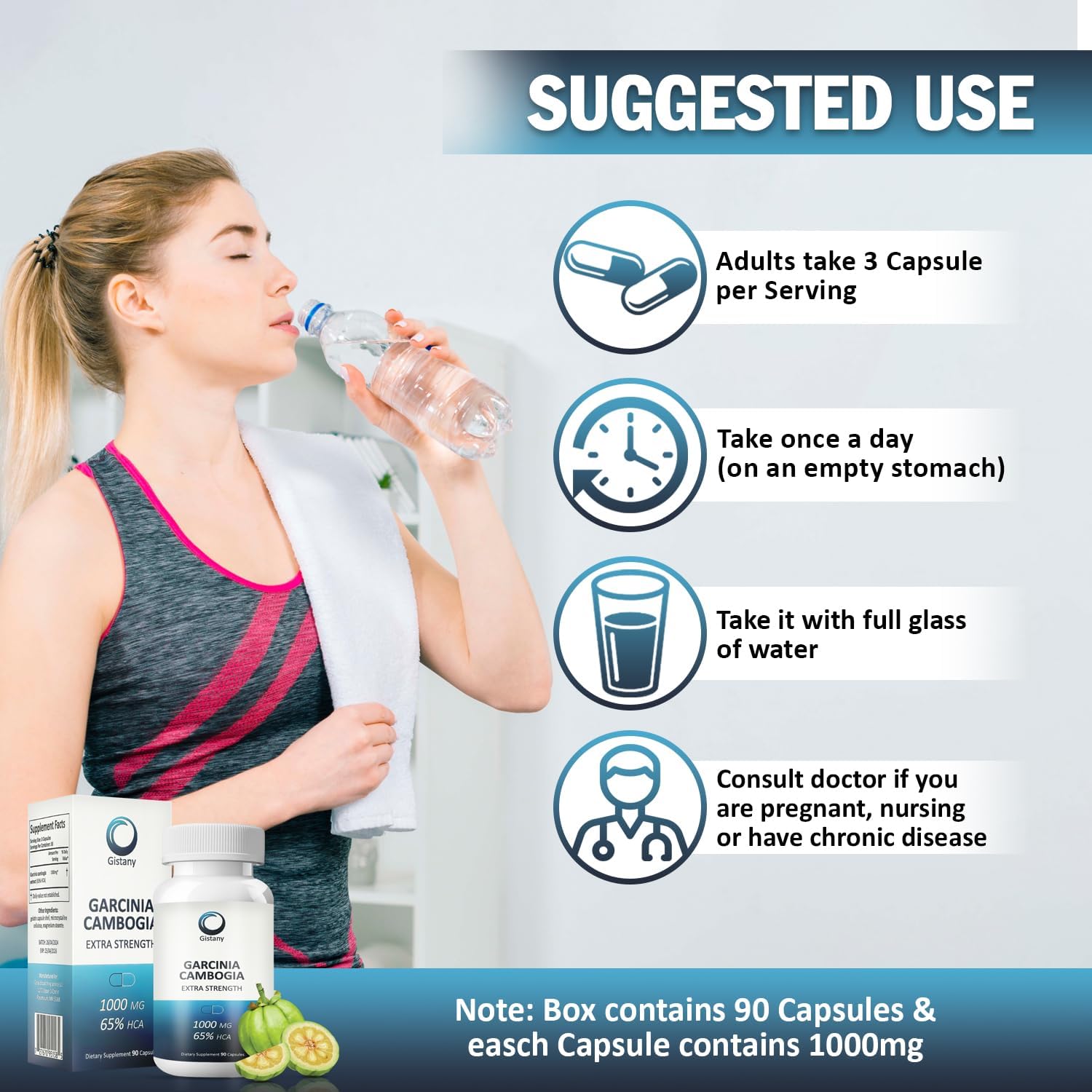 65% HCA Pure Garcinia Cambogia Weight Loss Pills for Appetite Control - Extra Strength Dietary Supplement for Men and Women