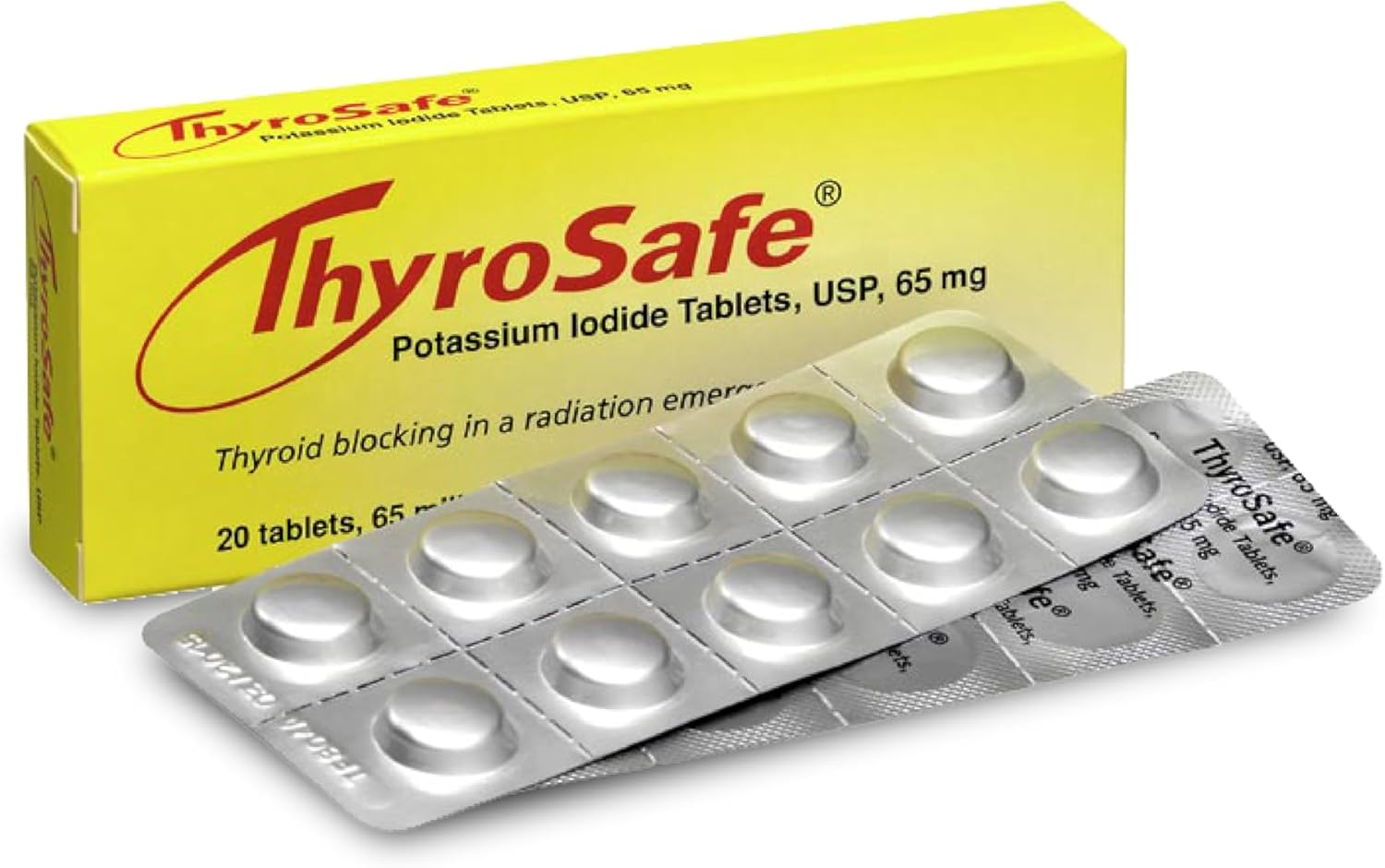 65mg Potassium Iodide Tablets (20 Pack) - Safeguard Your Thyroid Against Radiation