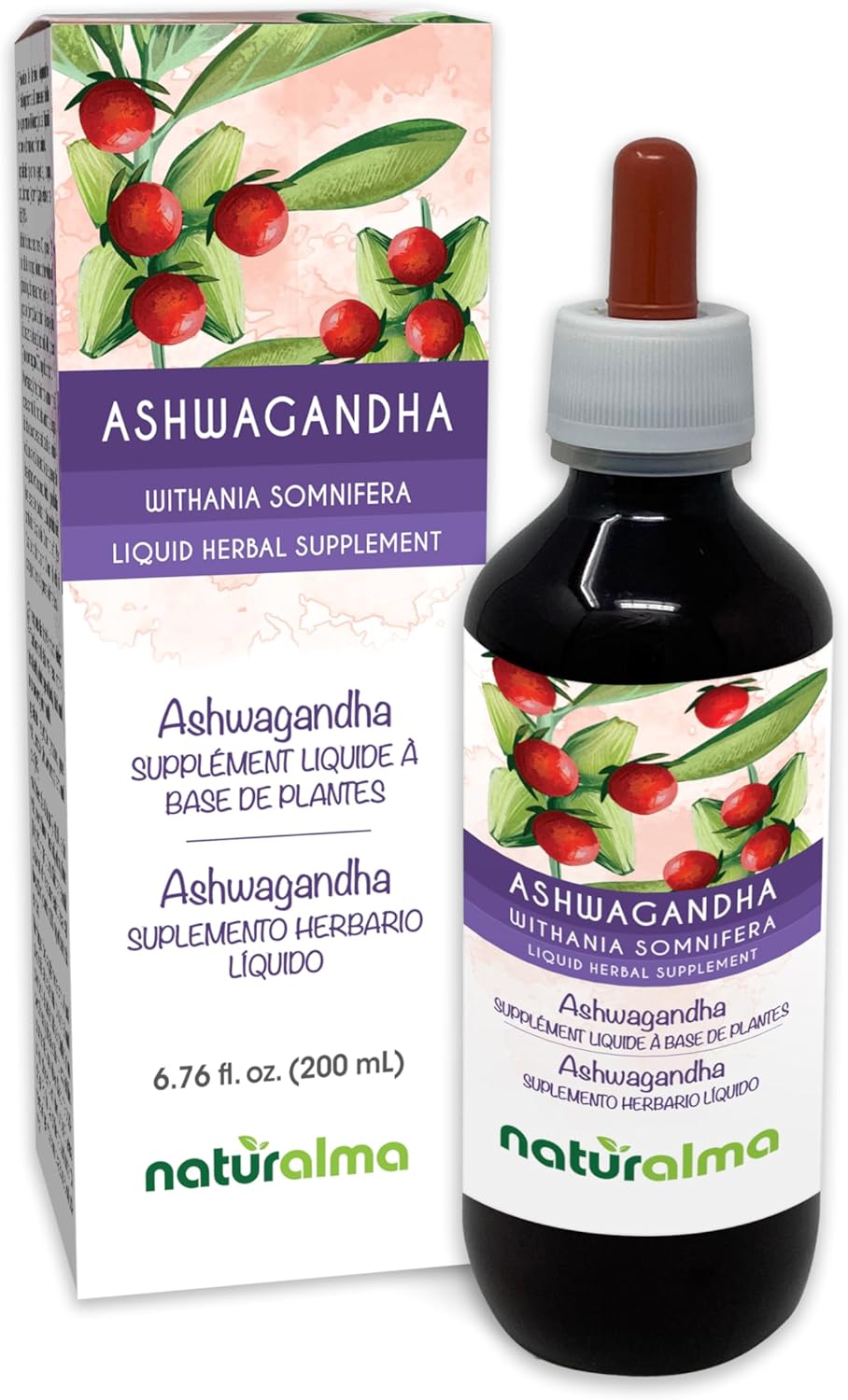 6.76 fl oz Ashwagandha Root Alcohol-Free Tincture - Liquid Extract Drops - Herbal Supplement for Vegans