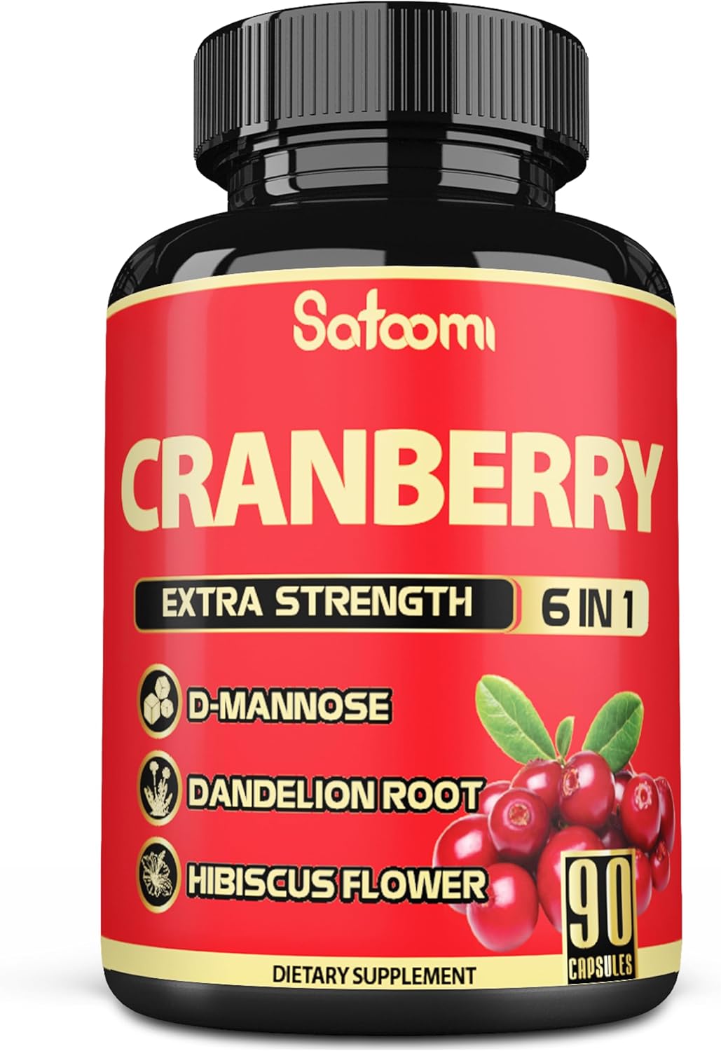6in1 Cranberry Pills for Women - 90 Veggie Capsules - 3 Month Supply - Blend of 6 Herbal Extracts