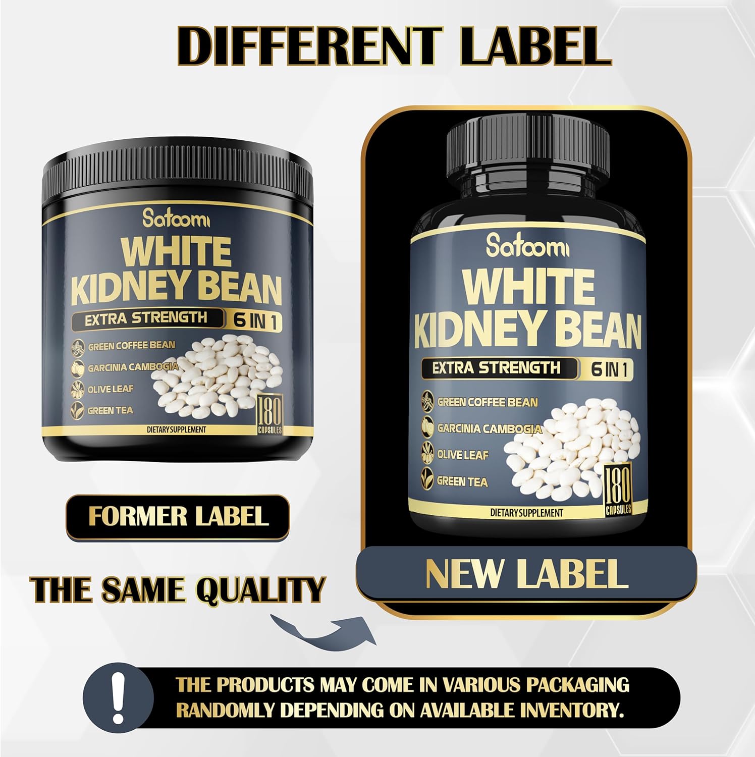 6in1 White Kidney Bean Extract Capsules - 6 Month Supply - Enhanced with Olive Leaf, Green Coffee Bean, Green Tea - 180 Count