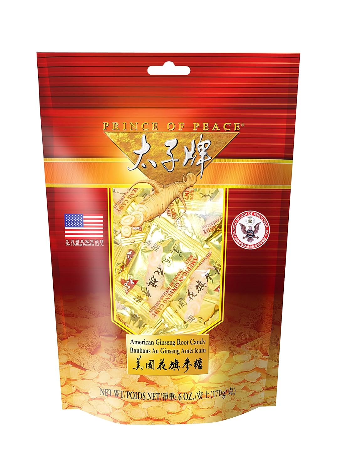 6oz Prince of Peace American Ginseng Root Candy - All-Natural Energy Boost & Immune Support
