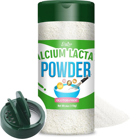 6oz Pure Calcium Lactate Powder for Food Grade Use - Non-GMO Stabilizer for Dairy, Breads, Pastries - Neutralizes Food Acidity - Ideal Bulking Agent