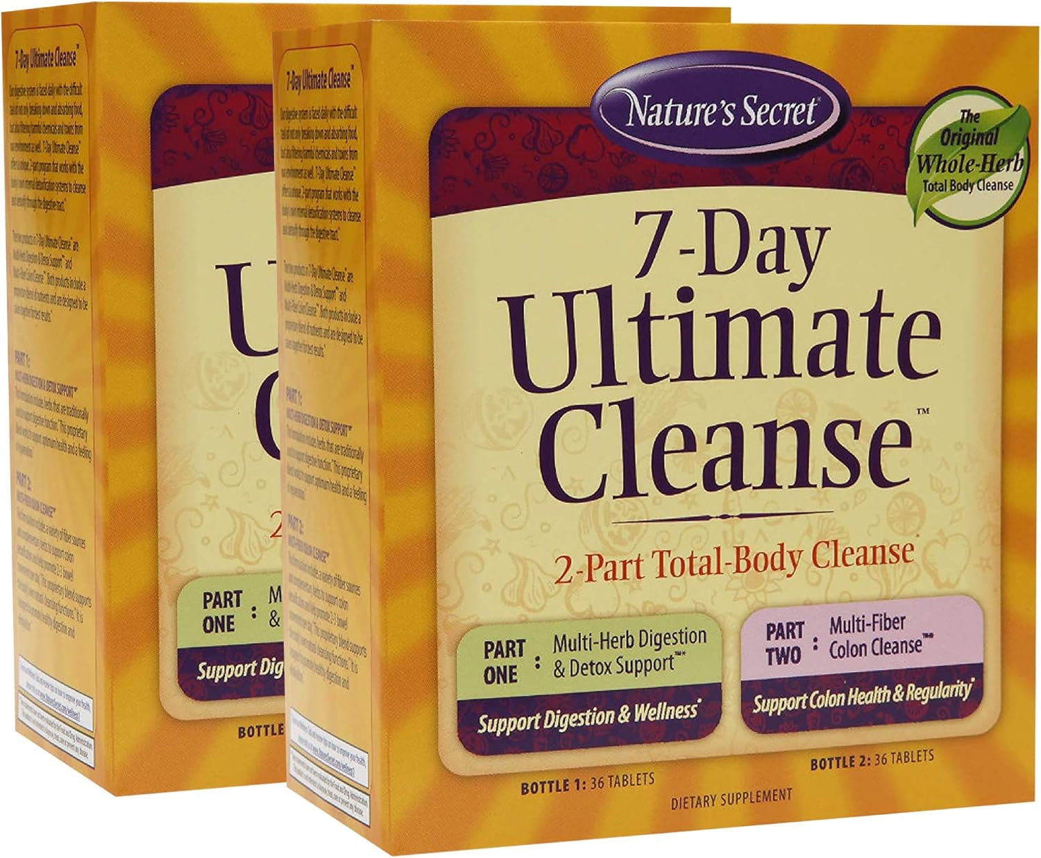 7 Day Ultimate Cleanse: Total Body Detox & Digestion Support - Multi-Herb Blend, Fiber Colon - Natural Rejuvenation - 72 Tablets (2-Pack)