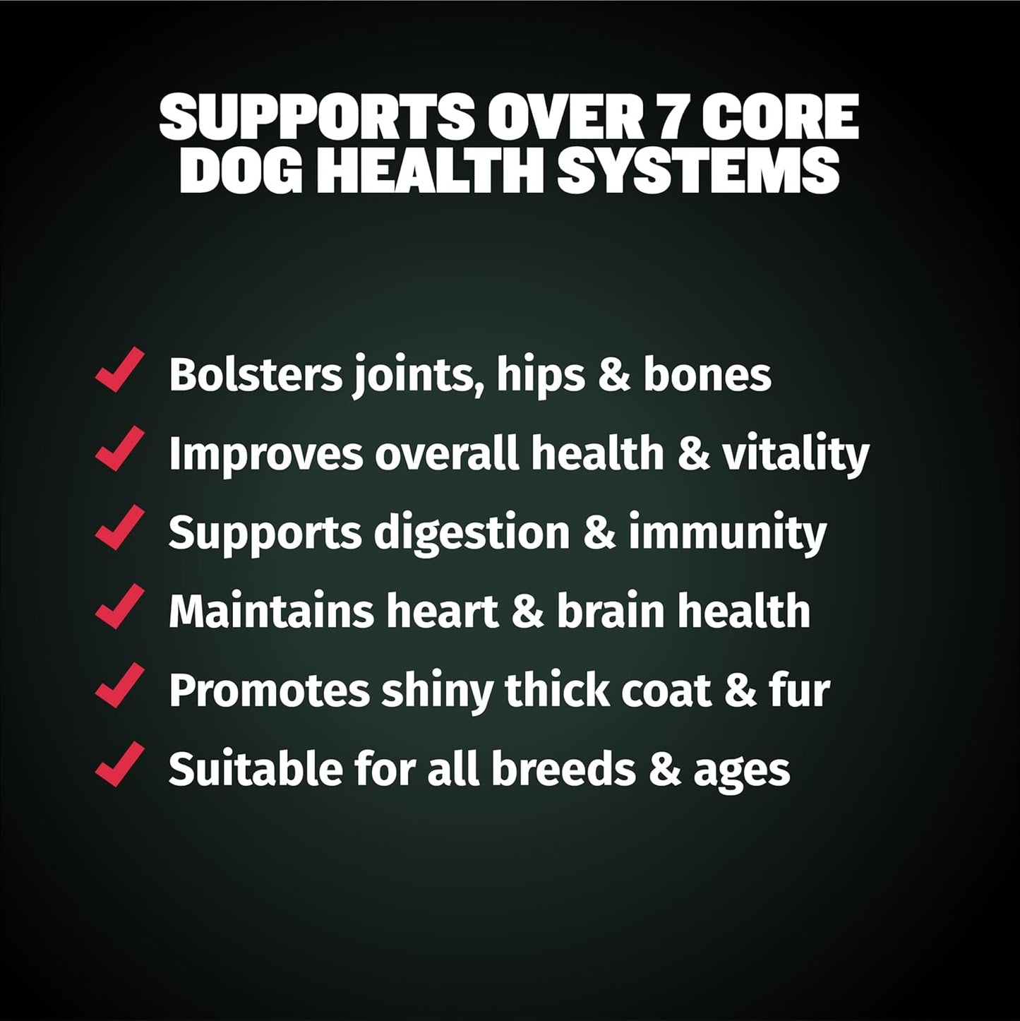 7-in-1 Bully Max Dog Multivitamin Powder for Total Health & Immunity - Omega 3 Supplements for Heart, Digestive, Joint Health - All Breeds, 13oz Bag