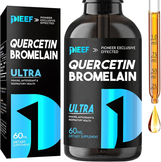 7-in-1 Quercetin Liquid Drops with Bromelain & Zinc, 1000mg Quercetin Supplements for Respiratory & Immune Support