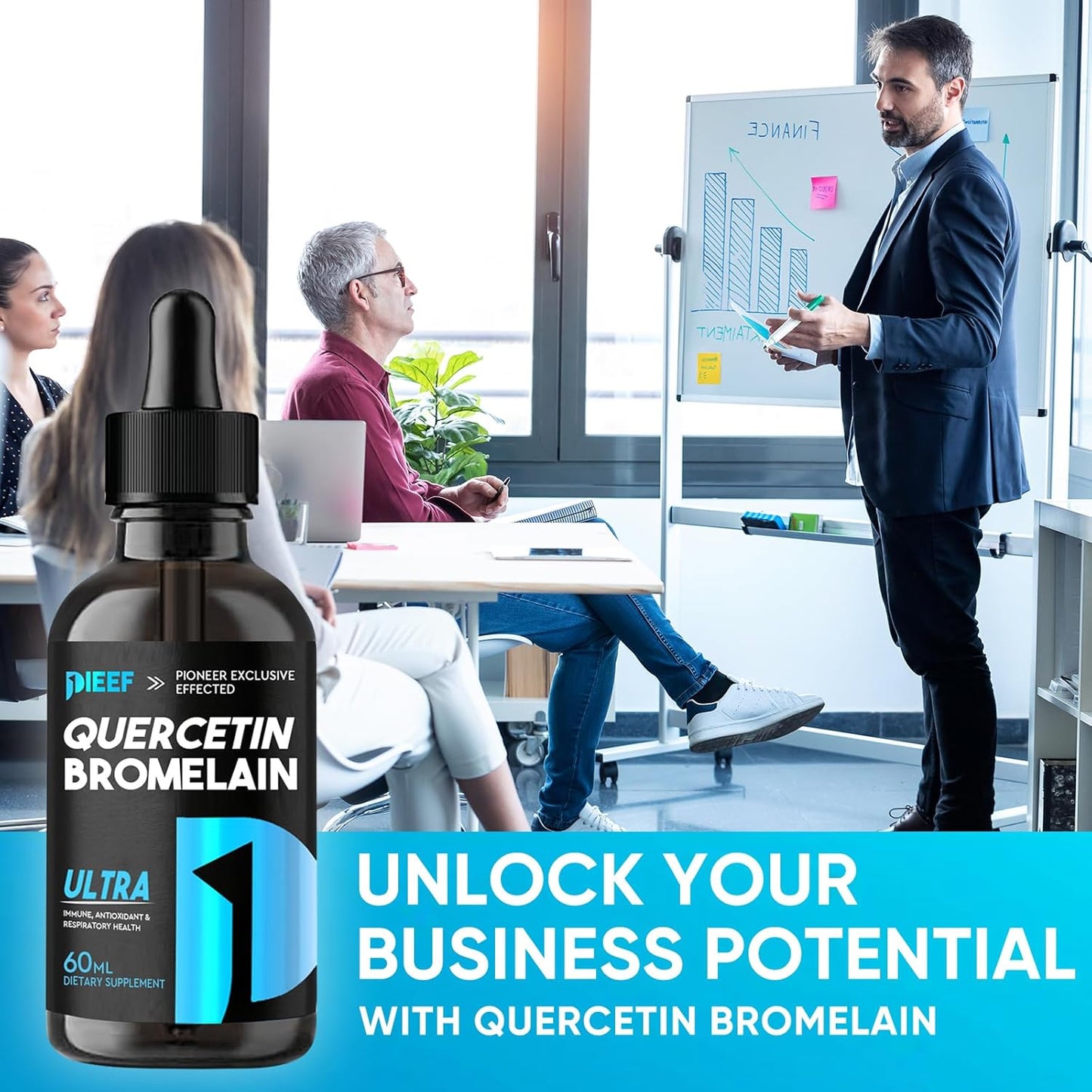 7-in-1 Quercetin Liquid Drops with Bromelain & Zinc, 1000mg Quercetin Supplements for Respiratory & Immune Support