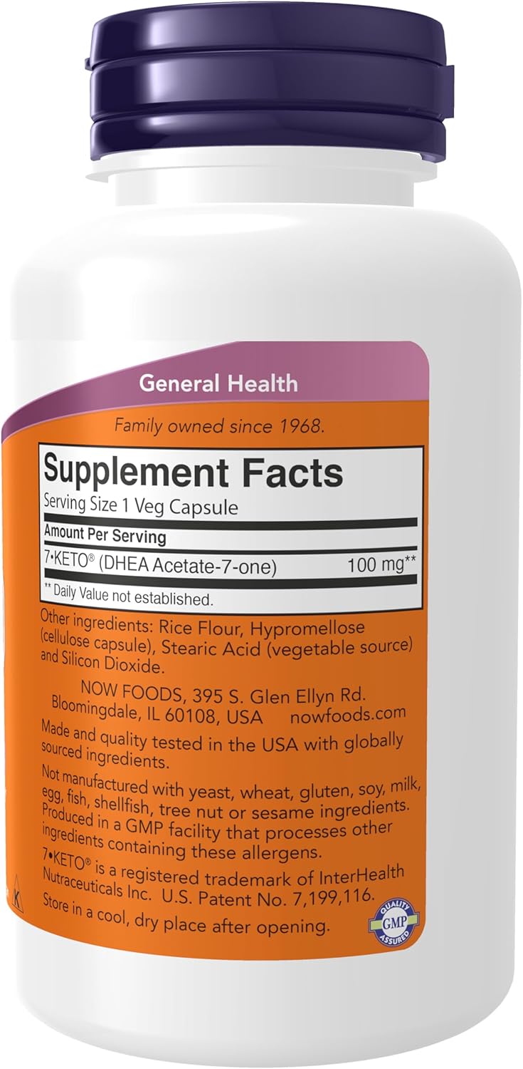 7-Keto (DHEA Acetate-7-one) 100 mg Weight Management Supplement - 120 Veg Capsules by NOW Foods
