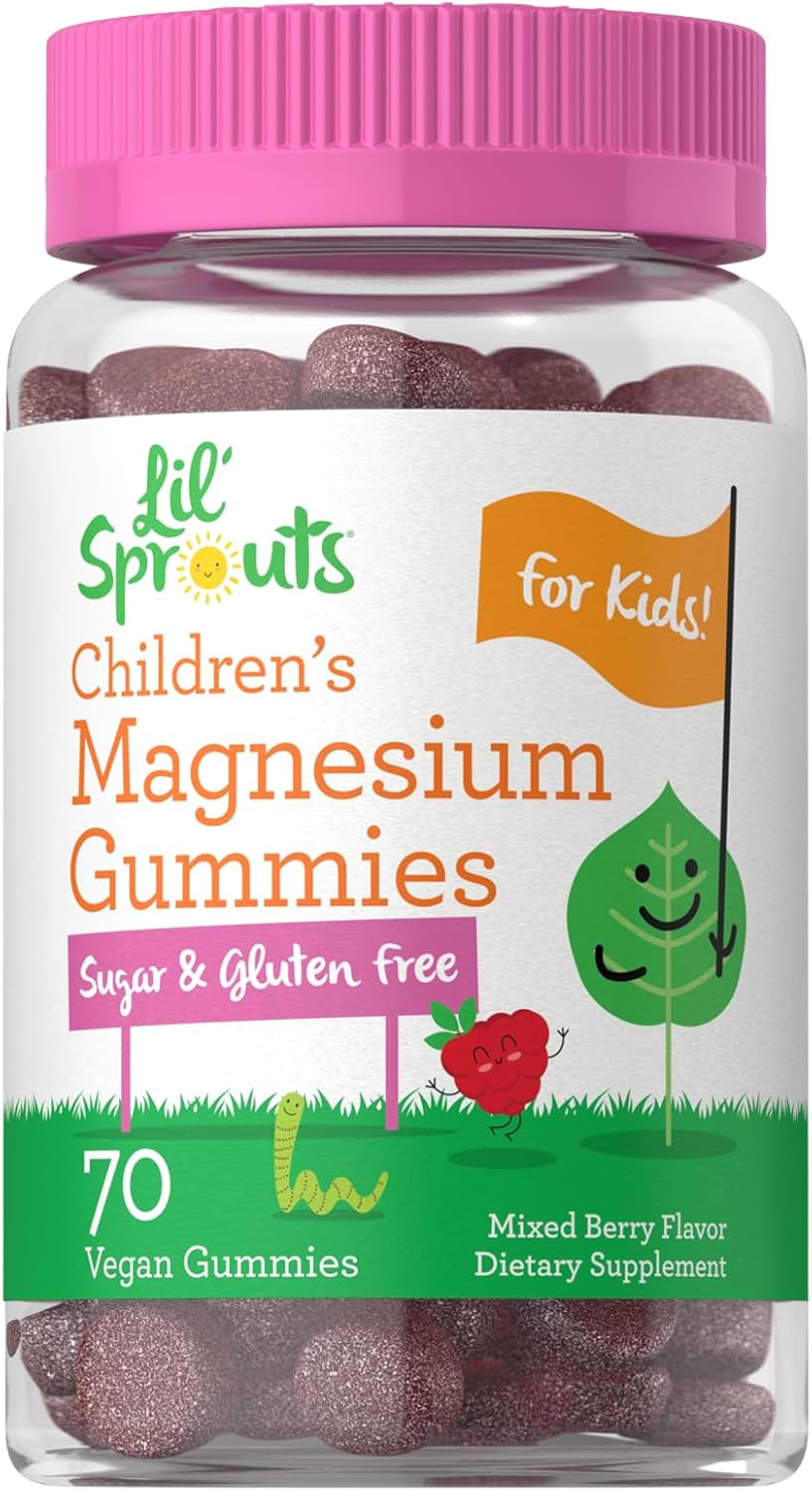 70 Count Lil' Sprouts Children's Magnesium Gummies - Mixed Berry Flavor, Sugar Free, Vegan, Non-GMO & Gluten Free