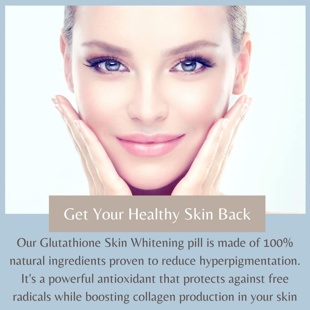 7000MG Glutathione Whitening Pills - Remove Dark Spots, Acne Scars, and Hyperpigmentation - Natural Skin Lightening Capsules - Non-GMO - 90 Capsules