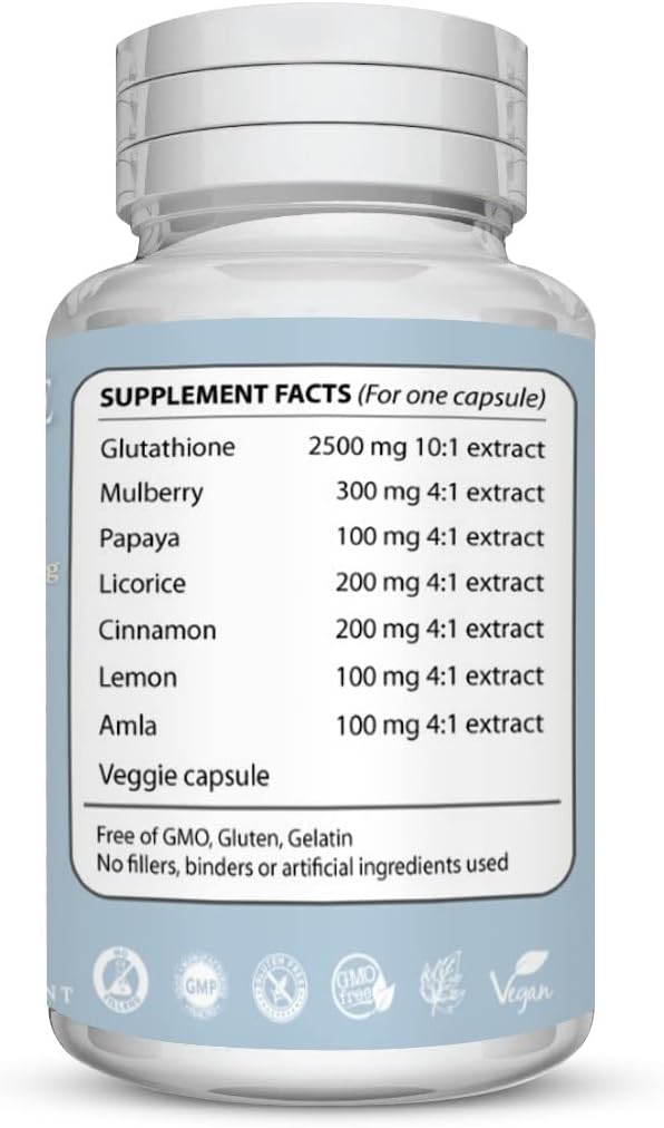 7000MG Glutathione Whitening Pills - Remove Dark Spots, Acne Scars, and Hyperpigmentation - Natural Skin Lightening Capsules - Non-GMO - 90 Capsules