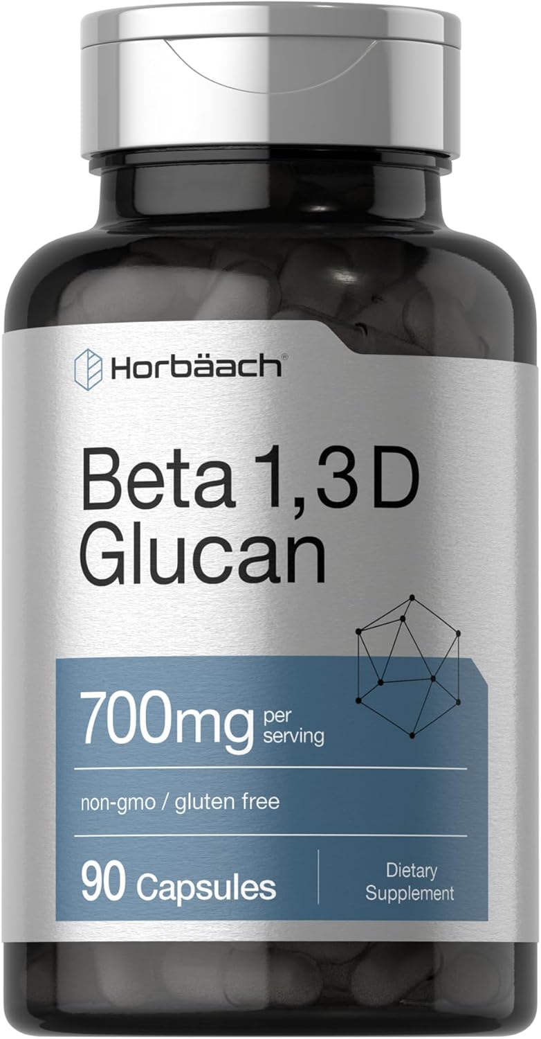 700mg Horbäach Beta Glucan Capsules - 90 Count | Non-GMO, Gluten Free Beta 1,3 & 1,6 D Glucan Supplement