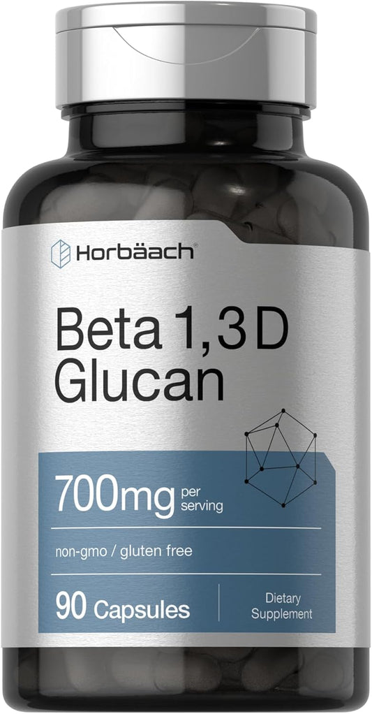 700mg Horbäach Beta Glucan Capsules - 90 Count | Non-GMO, Gluten Free Beta 1,3 & 1,6 D Glucan Supplement