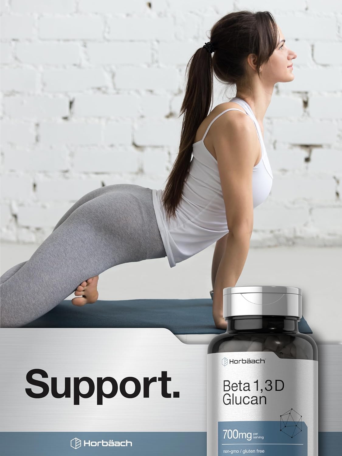 700mg Horbäach Beta Glucan Capsules - 90 Count | Non-GMO, Gluten Free Beta 1,3 & 1,6 D Glucan Supplement