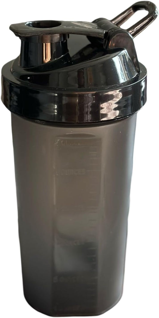 700ml Gym Shaker Bottle - Leak Proof, BPA Free, for Protein Shakes, Smoothies - Charcoal Black