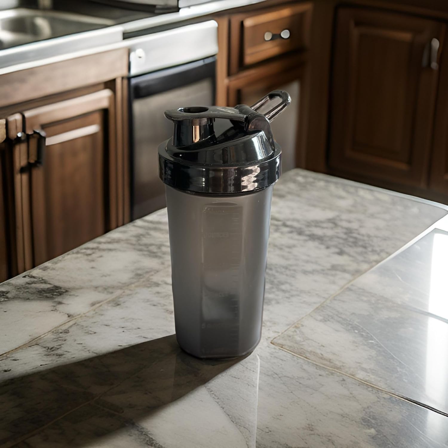 700ml Gym Shaker Bottle - Leak Proof, BPA Free, for Protein Shakes, Smoothies - Charcoal Black