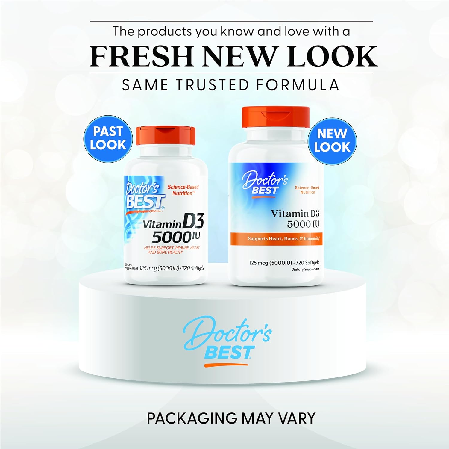 720 Count Doctor's Best Vitamin D3 Capsules - 5000 IU for Bone, Teeth, Heart & Immune Support - Non-GMO, Gluten-Free, Soy-Free