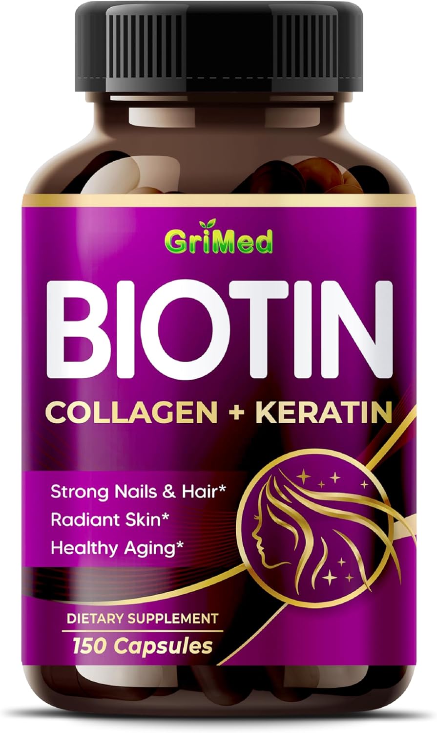 7,275mg Biotin with Collagen and Keratin for Strong Nails, Hair, and Skin - USA Made (150 Count)