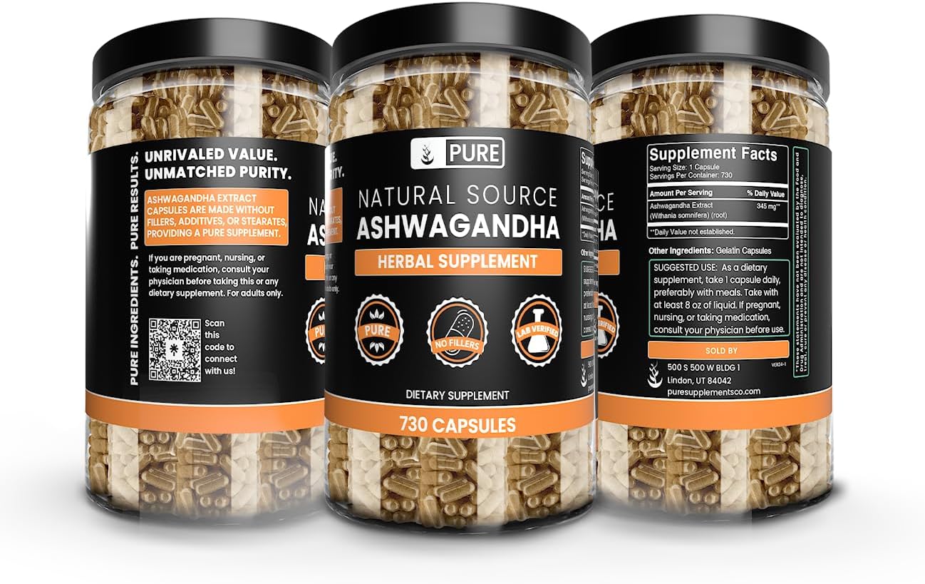 730 Capsules of Pure Ashwagandha with Original Ingredients, Lab Verified, No Magnesium or Rice Fillers - Always Pure