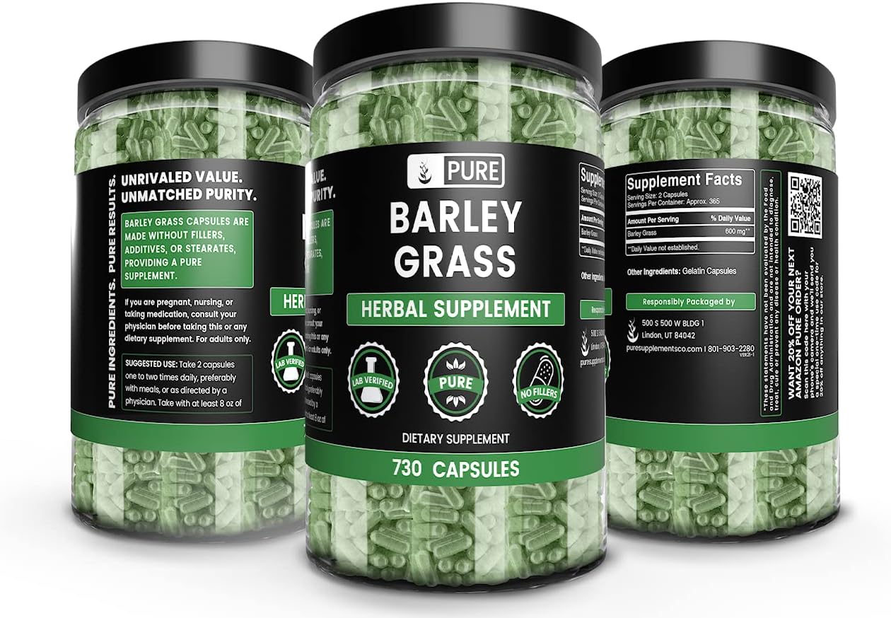 730 Capsules of Pure Barley Grass with No Fillers - Original Ingredients, No Magnesium or Rice