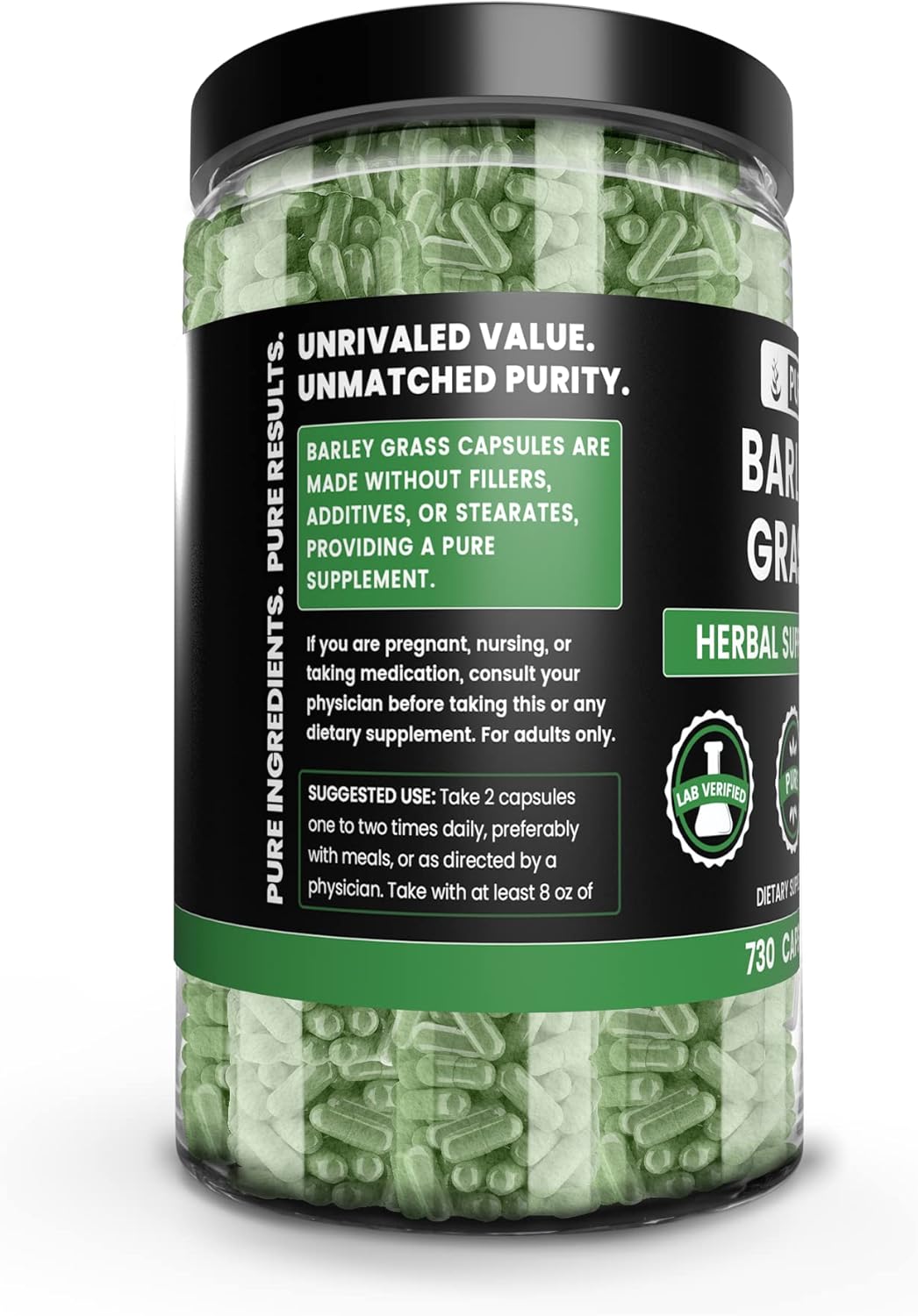 730 Capsules of Pure Barley Grass with No Fillers - Original Ingredients, No Magnesium or Rice