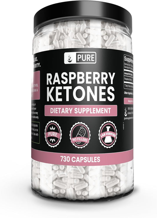 730 Capsules of Pure Raspberry Ketone with No Magnesium or Rice Fillers - Lab Verified & Always Pure