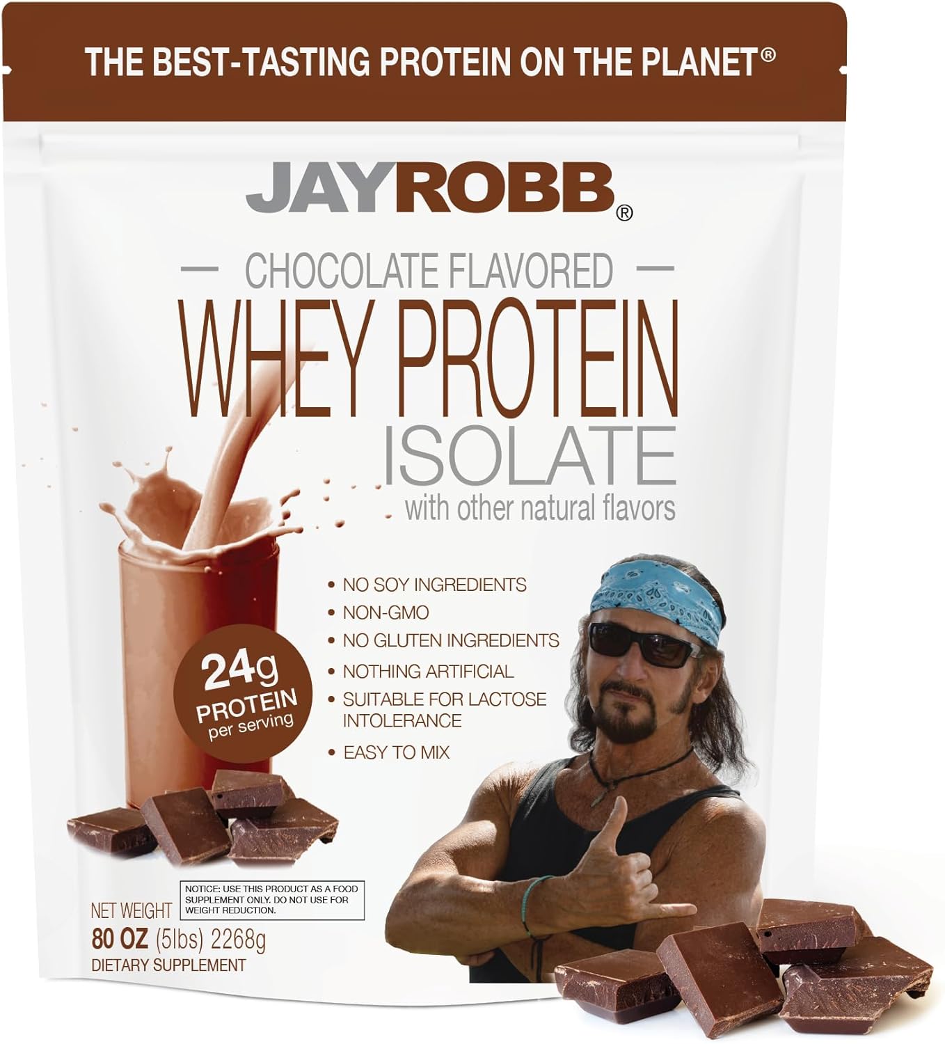 75 Servings of JAYROBB Whey Isolate Protein Powder, Low Carb, Keto-Friendly, Vegetarian, Gluten-Free, No Sugar Added, Non-GMO, Chocolate Flavor