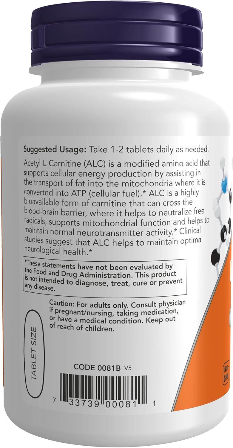 750 mg Acetyl-L-Carnitine Tablets by NOW Foods - 90 Count