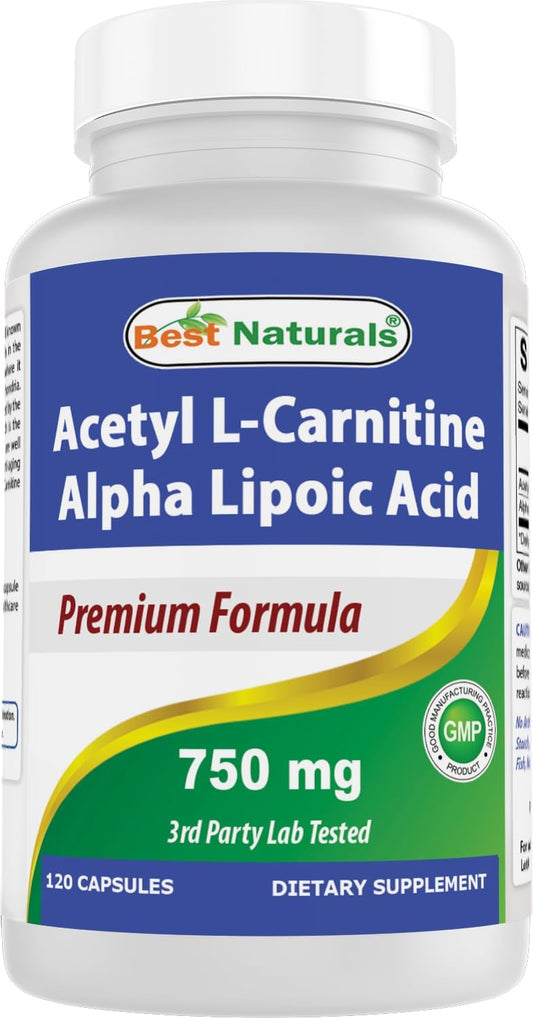 750mg Acetyl L-Carnitine & Alpha Lipoic Acid Capsules - 120 Count by Best Naturals