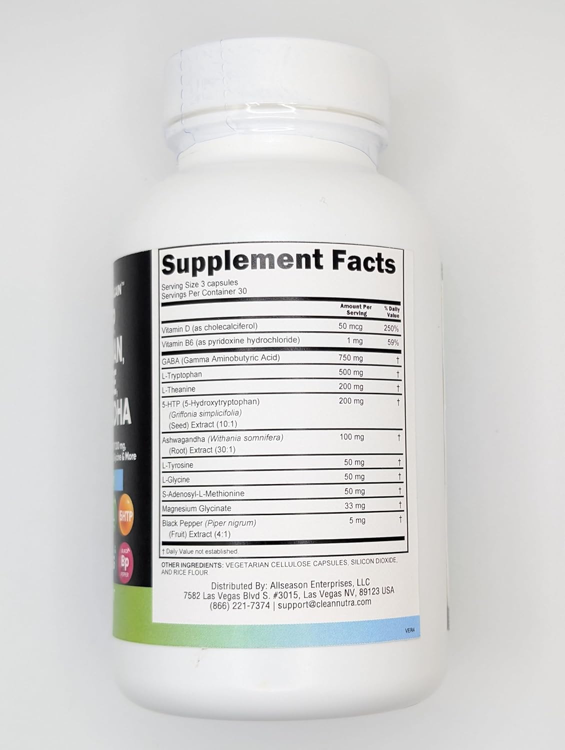 750mg GABA, 200mg 5-HTP, 500mg L-Tryptophan, 200mg L-Theanine, Ashwagandha, SAM-e, L-Glycine - Mood Support Vitamins for Women and Men with L-Tyrosine - 90 Count