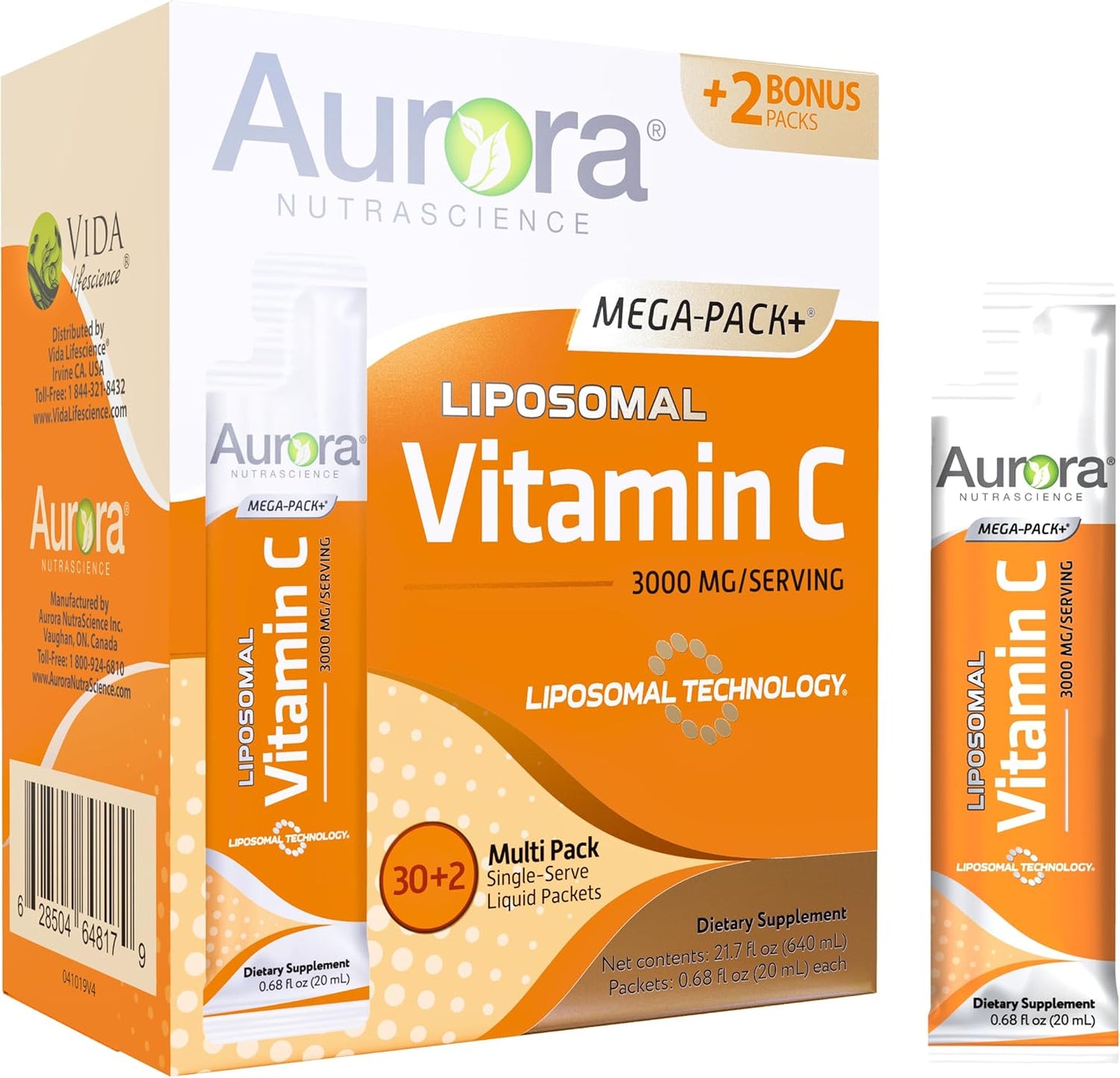 750mg Liposomal Glutathione & 3000mg Vitamin C Immune Support and Antioxidant Bundle by Vida Lifescience Aurora Nutrascience