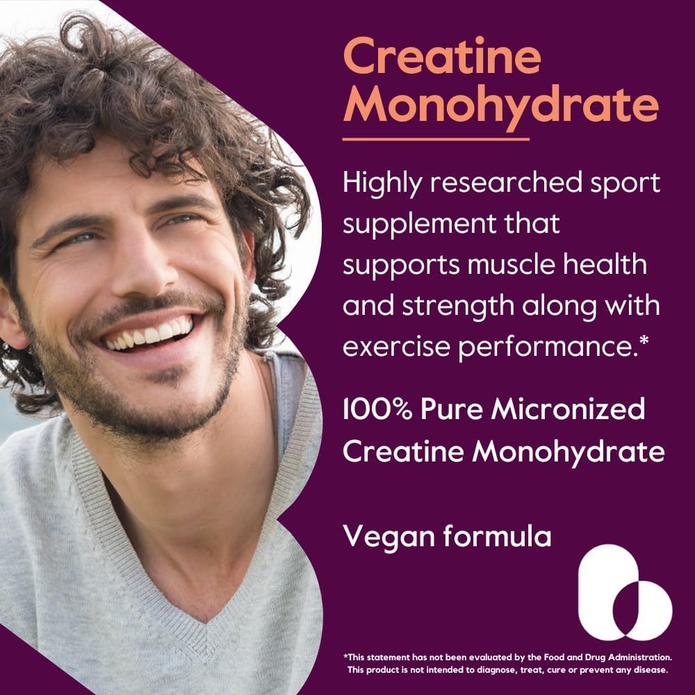 750mg Micronized Creatine Monohydrate Capsules - Vegan, Non-GMO, Gluten Free - 240 Vegetarian Capsules by BESTVITE
