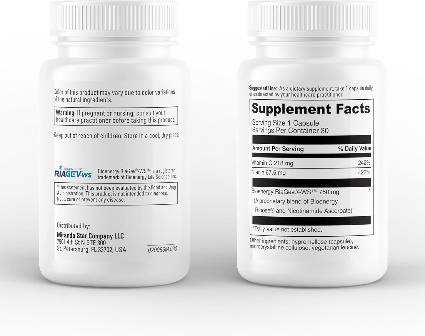 750mg NAD+ Supplement with Vitamin C & Niacin for Healthy Aging & Energy - 30 Vegan Capsules