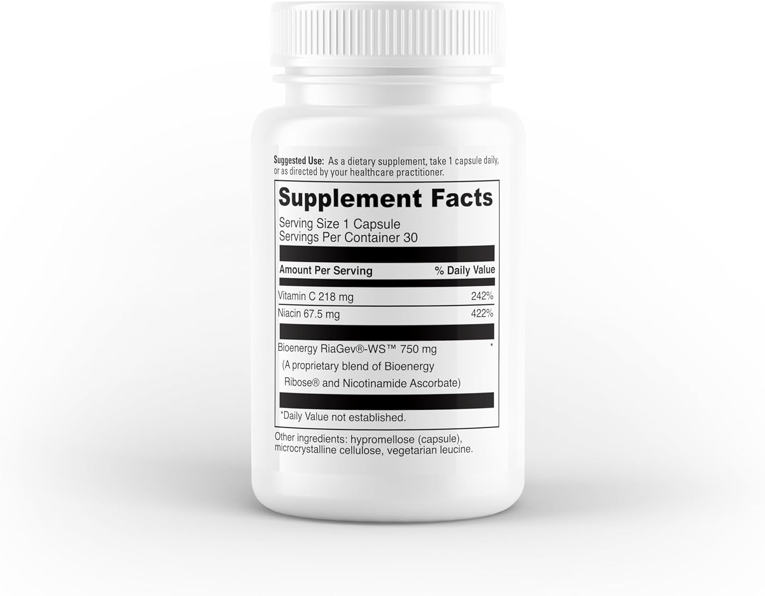 750mg NAD+ Supplement with Vitamin C & Niacin for Healthy Aging & Energy - 30 Vegan Capsules