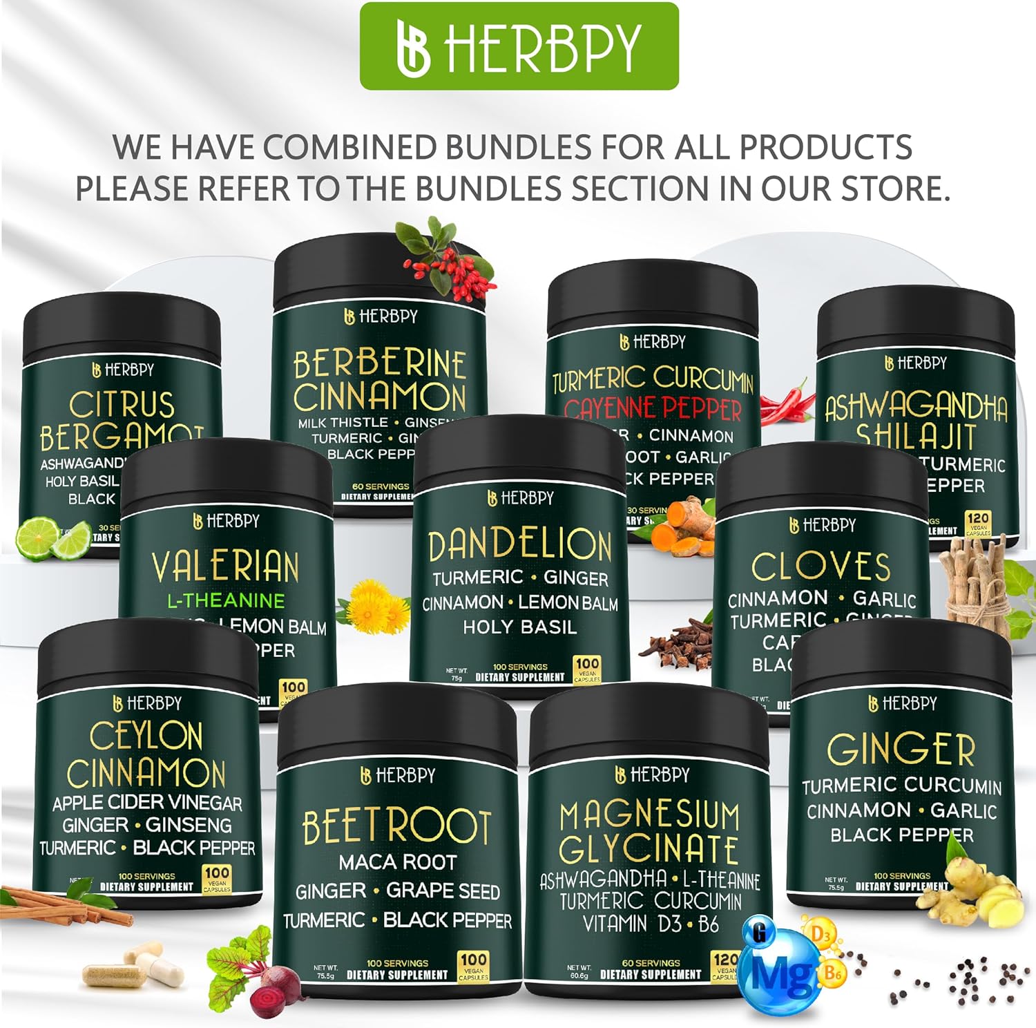 7in1 Herbpy Bundle: Berberine HCl & Dandelion Supplement for Immune, Digestion, and Heart Health Support