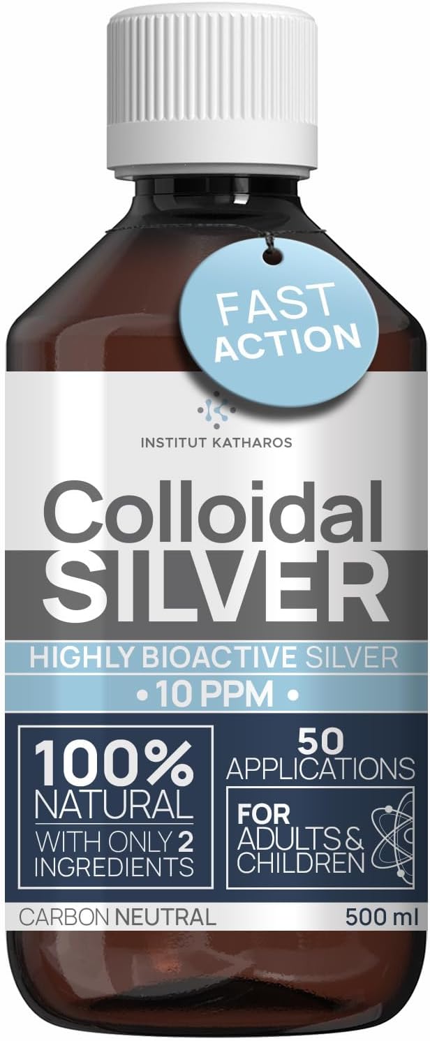 8 fl oz Institut Katharos Colloidal Silver Liquid - 10 PPM Bioactive Hydrosol Silver Water for Immune Support - Nano Sol Supplement with Quality Ionic Minerals & Organic Structured Silver