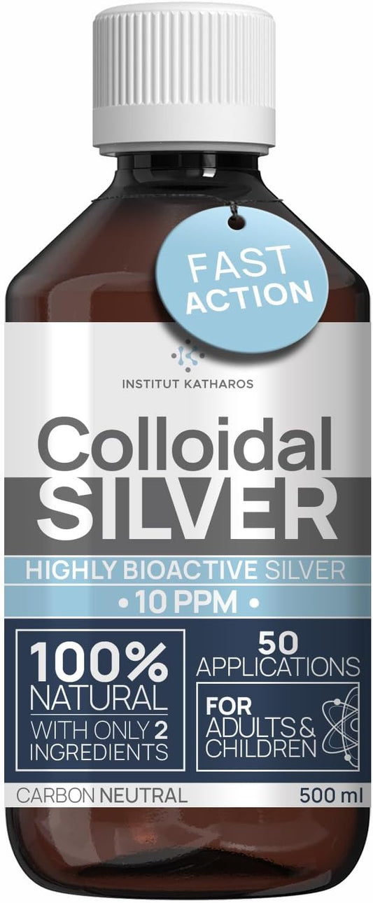 8 fl oz Institut Katharos Colloidal Silver Liquid - 10 PPM Bioactive Hydrosol Silver Water for Immune Support - Nano Sol Supplement with Quality Ionic Minerals & Organic Structured Silver
